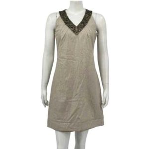 Worthington Champagne Linen & Sequined Sleeveless Cocktail Dress Women's 6